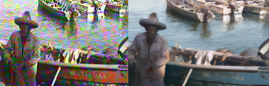 Réparation vidéo VHS abîmée par IA - avant après restauration MasterPixel