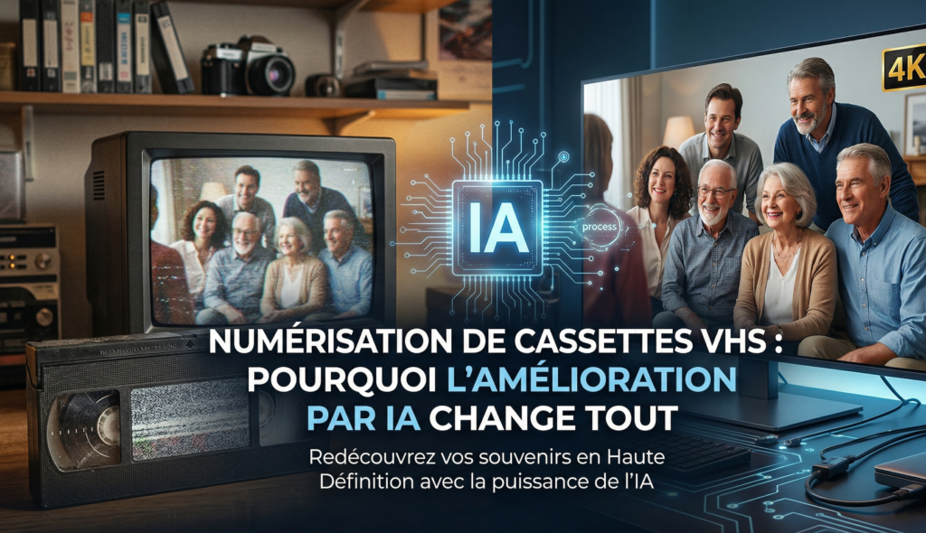 Numérisation de cassettes VHS avec amélioration par IA - avant après MasterPixel